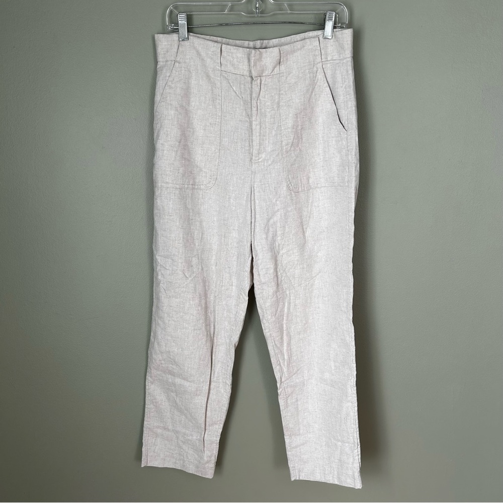 banana republic linen cotton slim stretch trouser pants sz 8 women’s high waist